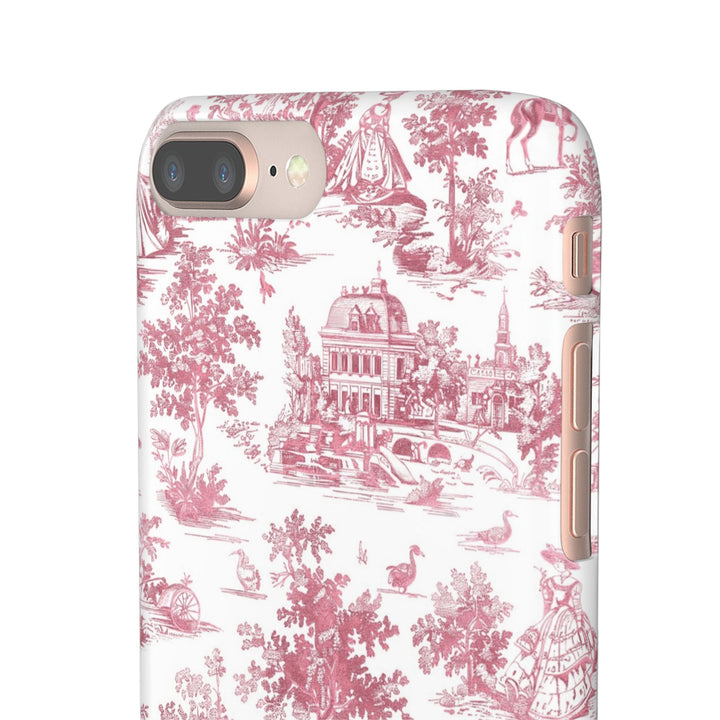 Sleek Snap Pink French Toile Cute Phone Case for iPhone 16 15 14 13 12 11 X Xs Max Xr Pro Plus Samsung Galaxy S24 S23 S22 S21 S20 Note Ultra