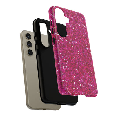 Faux Muted Pink Play on Glitter Effect Cute Phone Case, for IPhone 16 pro Max | Iphone 15, Iphone 14, IPhone 13 Case, 11 8 7, Samsung Galaxy S24, S23, S22, S21, 2 Layer Protection