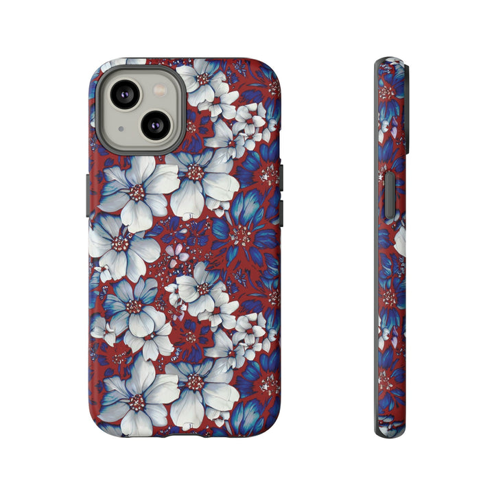 Cute IPhone Case | Red Blue Flowers, iPhone 15 Case | iPhone 15 Pro Case, Iphone 14 Case, Iphone 14 Pro Max Case, Protective Iphone Case - Studio40ParkLane