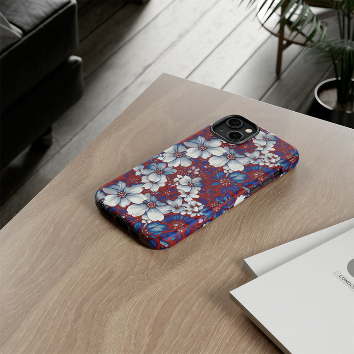 Cute IPhone Case | Red Blue Flowers, iPhone 15 Case | iPhone 15 Pro Case, Iphone 14 Case, Iphone 14 Pro Max Case, Protective Iphone Case - Studio40ParkLane