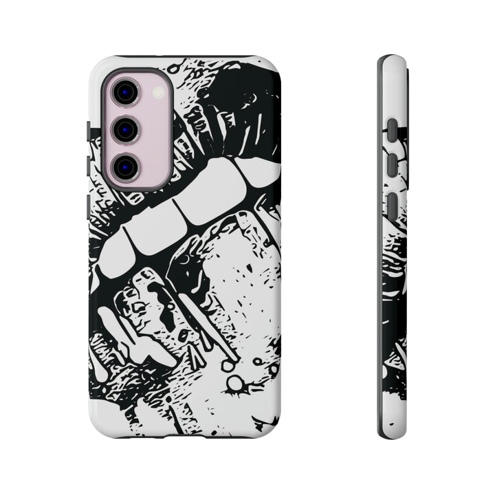 Cute Samsung Phone Case | Aesthetic Samsung Phone Case | Smile Lips Black White | Galaxy S23, S22, S21, S20 | Luxury Double Layer | Cool - Studio40ParkLane