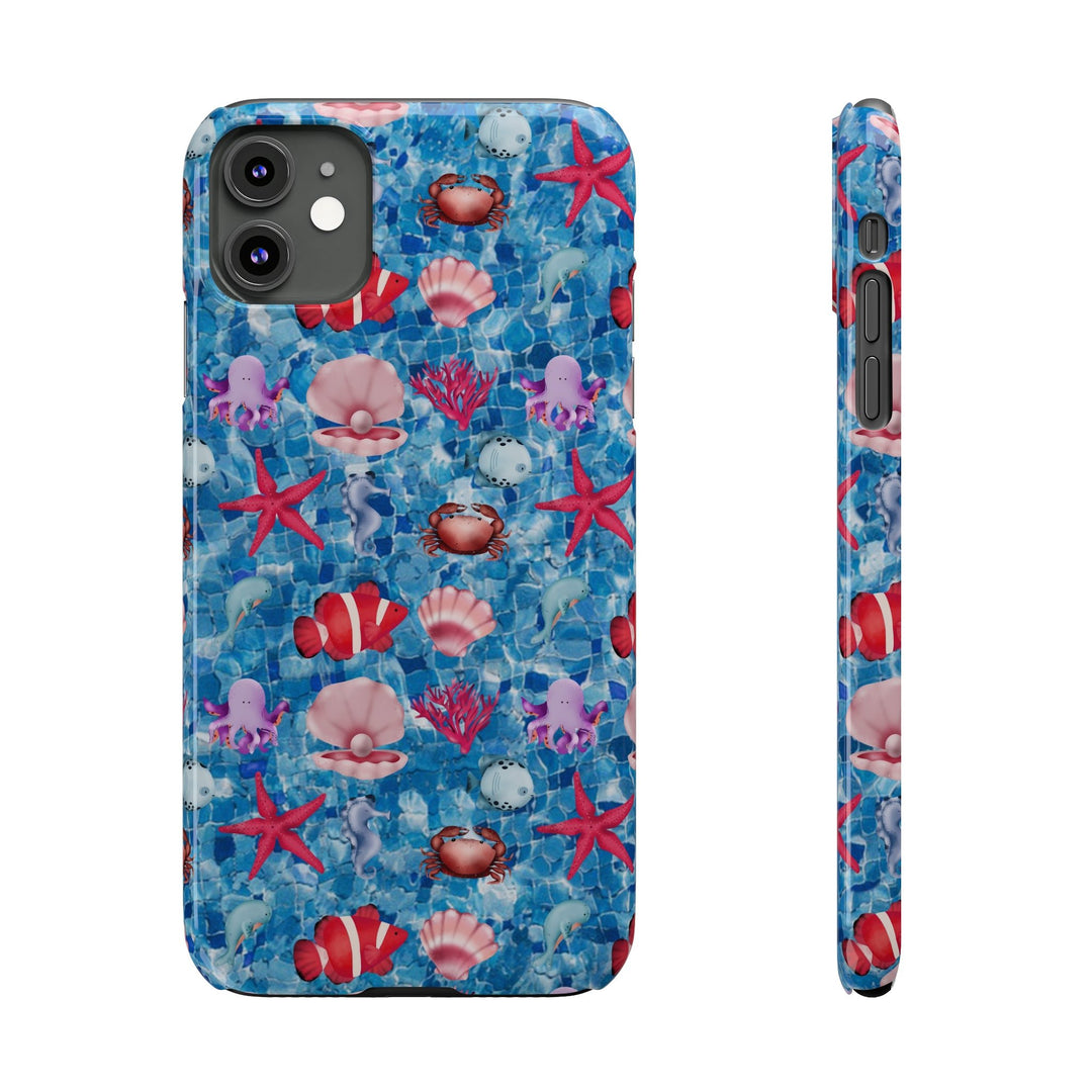 Slim Cute Phone Cases for Iphone - | iPhone 15 Case | iPhone 15 Pro Max Case, Iphone 14 Case, Iphone 14 Pro Max, Iphone 13, Blue Red Under Sea - Studio40ParkLane