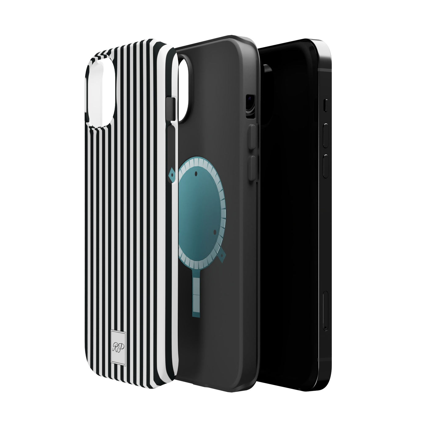 Custom Personalized Black White Striped Magsafe Phone Case for Iphone 17 - | iPhone 16 Pro Max Case | iPhone 15 Case Iphone 14 13 12 11 10 - Studio40ParkLane