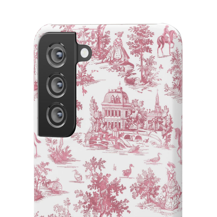 Sleek Snap Pink French Toile Cute Phone Case for iPhone 16 15 14 13 12 11 X Xs Max Xr Pro Plus Samsung Galaxy S24 S23 S22 S21 S20 Note Ultra