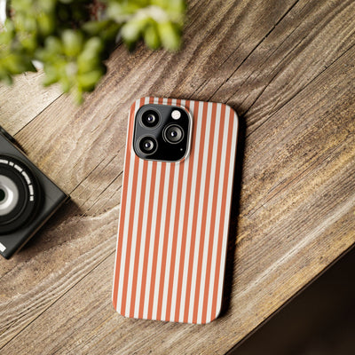 Slim Red Winter Peach Striped Cute Phone Case for Iphone 16 - | iPhone 15 Pro Max Case | iPhone 14 Case 13 12 11 10 9 8 7 X XS Gift for Her