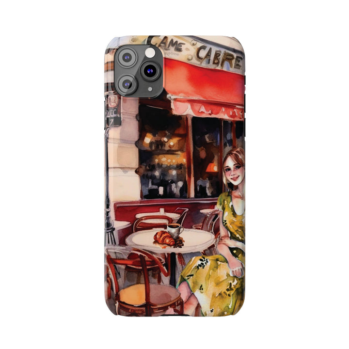Slim Cute Phone Cases for Iphone - | iPhone 15 Case | iPhone 15 Pro Max Case, Iphone 14 Case, Iphone 14 Pro Max, Iphone 13, Paris Cafe Coffee Croissant - Studio40ParkLane