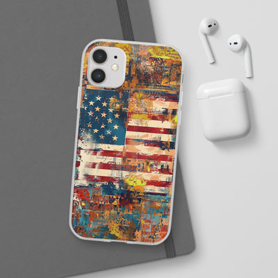 Cute Flexi Phone Cases, US Flag Abstract, Compatible with Samsung Galaxy S23, Samsung S22, Samsung S21, Samsung S20, Galaxy S20 Ultra