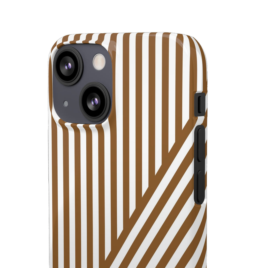 Aesthetic Mocha Brown Stripes Cute Phone Case Sleek Snap - For iPhone 17 Pro Max iPhone 16 Pro iPhone 15 Iphone 14 Plus 13 Pro 12 11 10 Gift - Studio40ParkLane