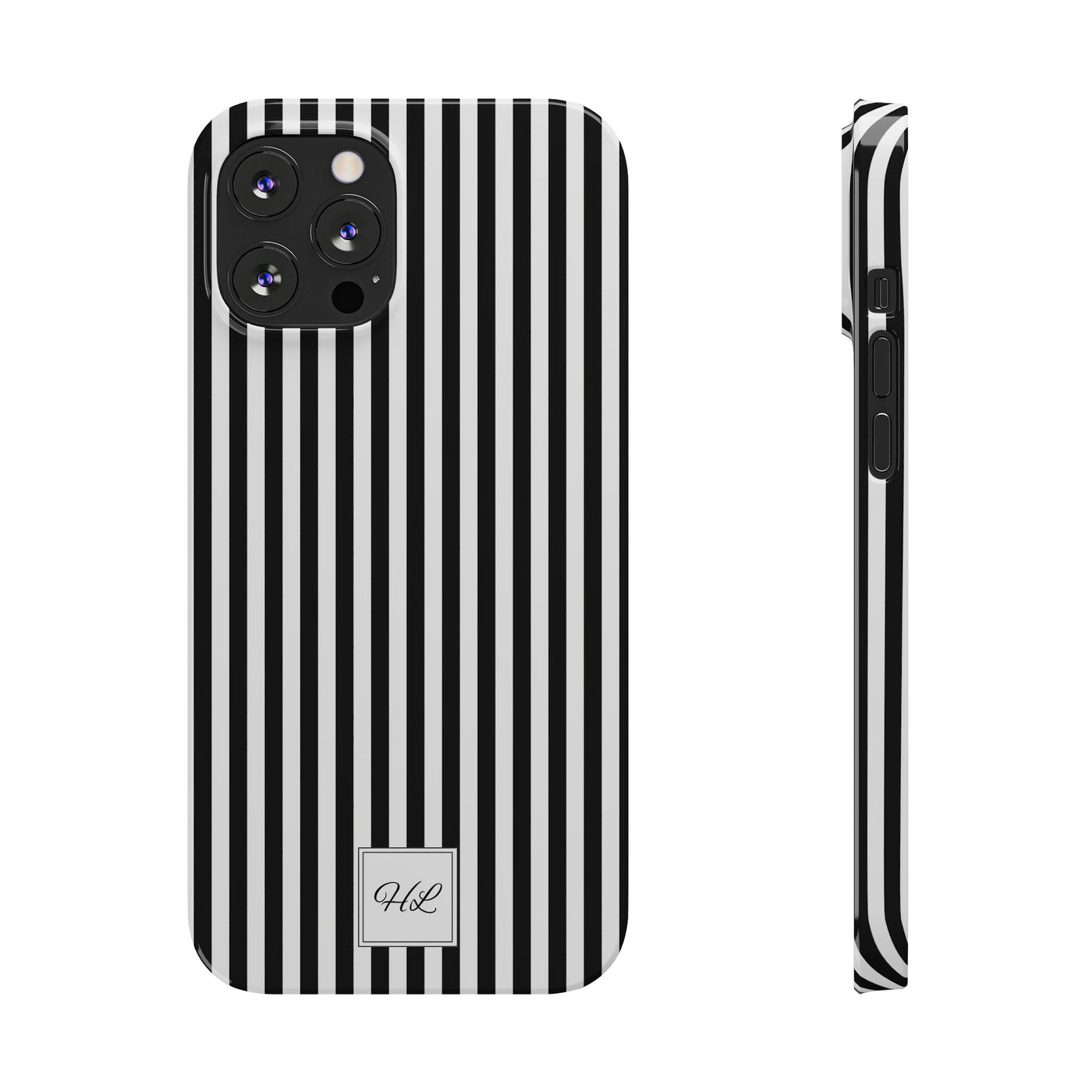 Slim Custom Personalized Black White Striped Phone Case for Iphone 16 - | iPhone 15 Pro Max Case | iPhone 14 Case Iphone 13 12 11 10 9 8 - Studio40ParkLane