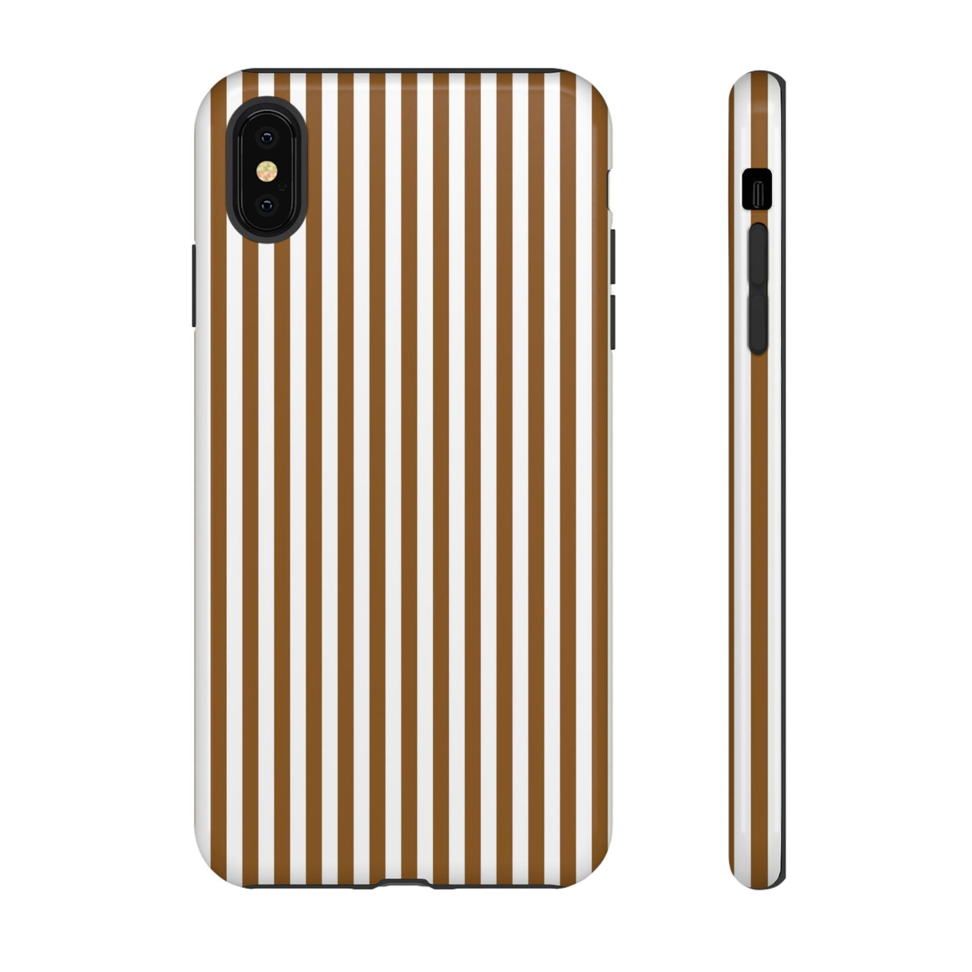 Tough Premium Mocca Brown Stripes Phone Case Gift for Her - For Apple iPhone 16 Pro Max 16e iPhone 15 Pro iPhone Iphone 14 Plus 13 Pro 12 SE XR - Studio40ParkLane