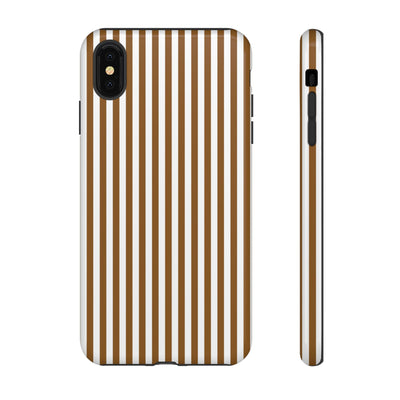 Tough Premium Mocca Brown Stripes Phone Case Gift for Her - For Apple iPhone 16 Pro Max 16e iPhone 15 Pro iPhone Iphone 14 Plus 13 Pro 12 SE XR - Studio40ParkLane