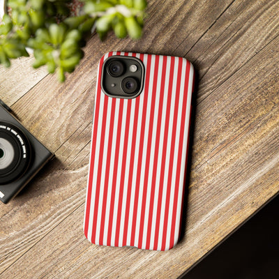Tough Premium Poppy Red Stripes Phone Case Gift for Her - For Apple iPhone 16 Pro Max 16e iPhone 15 Pro iPhone Iphone 14 Plus 13 Pro 12 SE XR - Studio40ParkLane