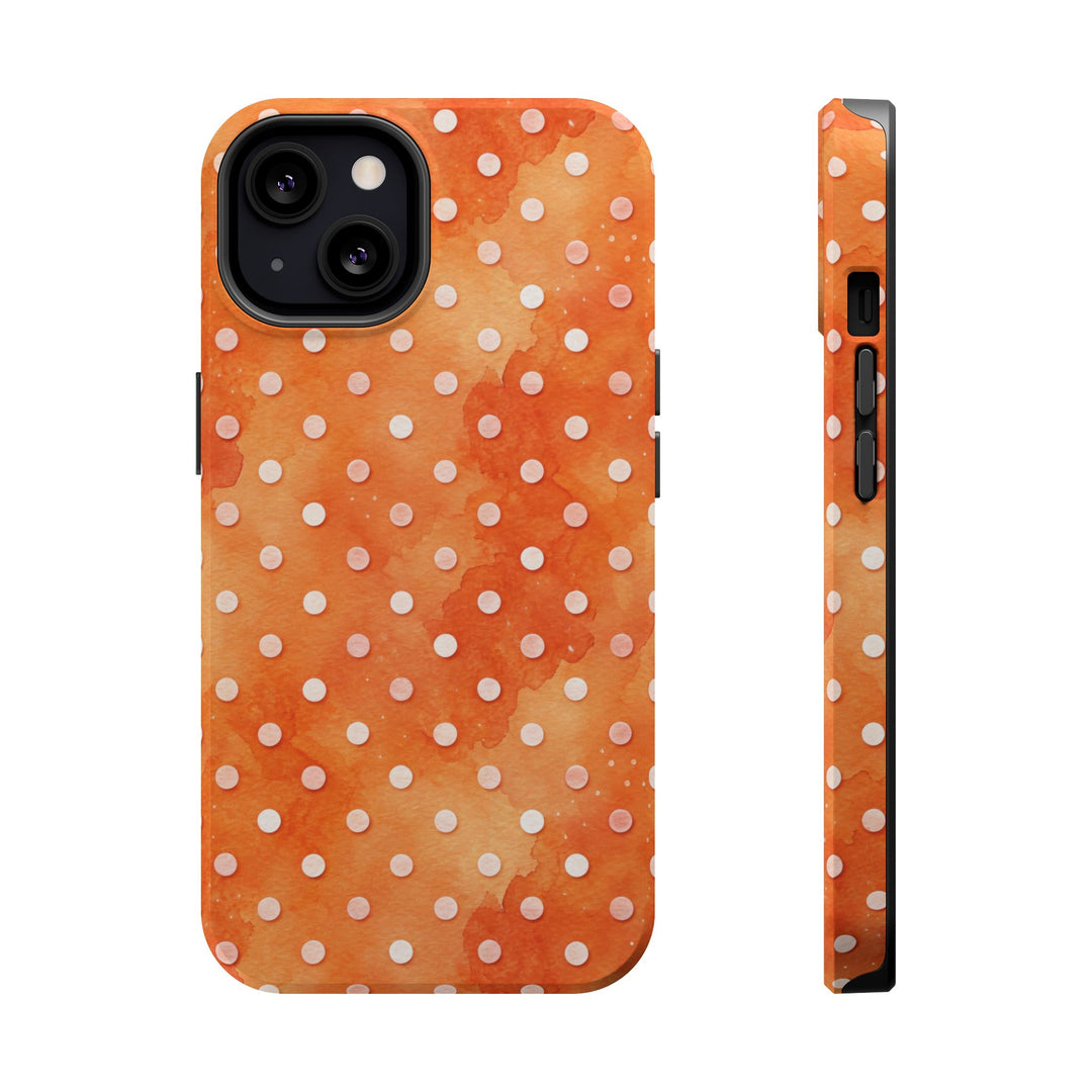 Aesthetic Tough Magsafe Orange Polka Dots Phone Case - For iPhone 17 Pro Max iPhone 16 Pro iPhone 15 Iphone 14 Plus 13 Pro 12 11 10 XR - Studio40ParkLane