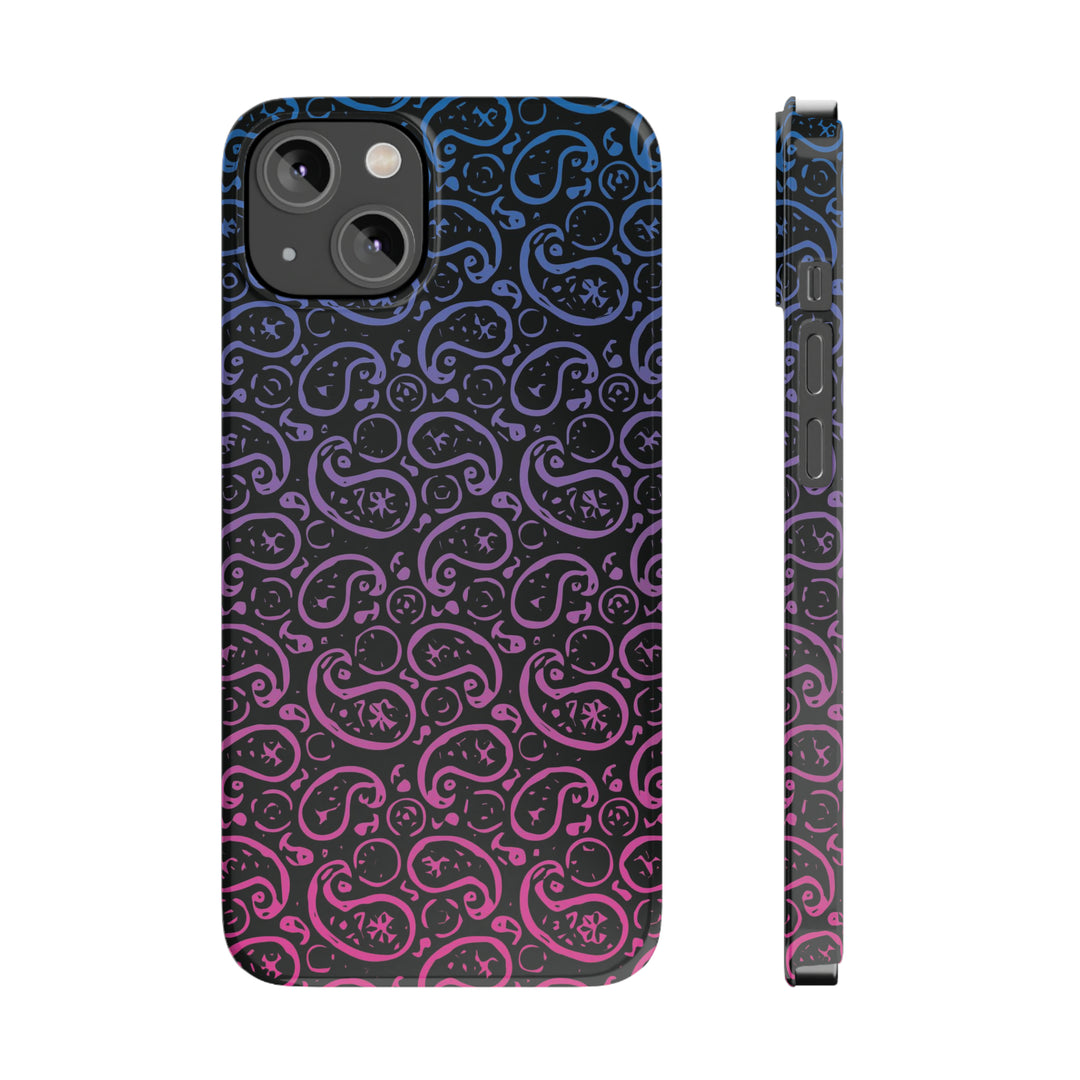 Slim Cute Phone Cases for Iphone - | iPhone 15 Case | iPhone 15 Pro Max Case, Iphone 14 Case, Iphone 14 Pro Max, Iphone 13, Paisley Blue Pink Black - Studio40ParkLane