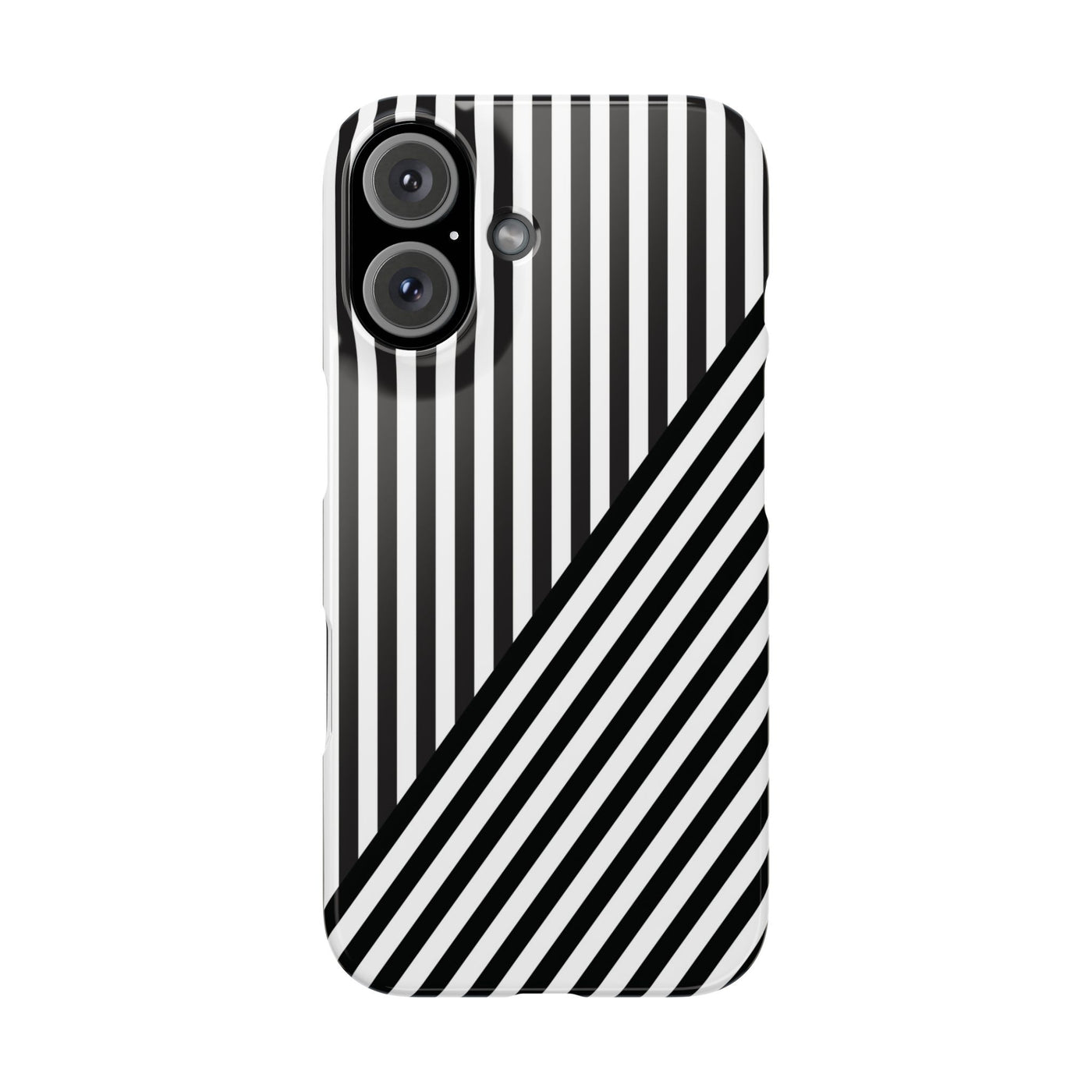 Aesthetic Black White Stripes Cute Phone Case Sleek Snap - For iPhone 17 Pro Max iPhone 16 Pro iPhone 15 Iphone 14 Plus 13 Pro 12 11 10 Gift - Studio40ParkLane