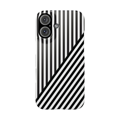 Aesthetic Black White Stripes Cute Phone Case Sleek Snap - For iPhone 17 Pro Max iPhone 16 Pro iPhone 15 Iphone 14 Plus 13 Pro 12 11 10 Gift - Studio40ParkLane