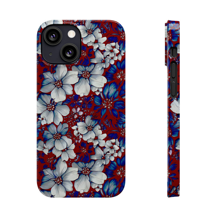 Slim Cute Phone Cases for Iphone - | iPhone 15 Case | iPhone 15 Pro Max Case, Iphone 14 Case, Iphone 14 Pro Max, Iphone 13, Red Blue Flowers - Studio40ParkLane