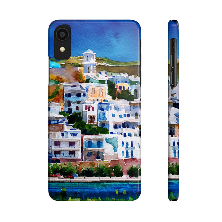 Slim Cute Phone Cases for Iphone | iPhone 15 Case | iPhone 15 Pro Max Case, Iphone 14, Iphone 14 Pro Max, Iphone 13, Colorful Greek House Watercolor - Studio40ParkLane