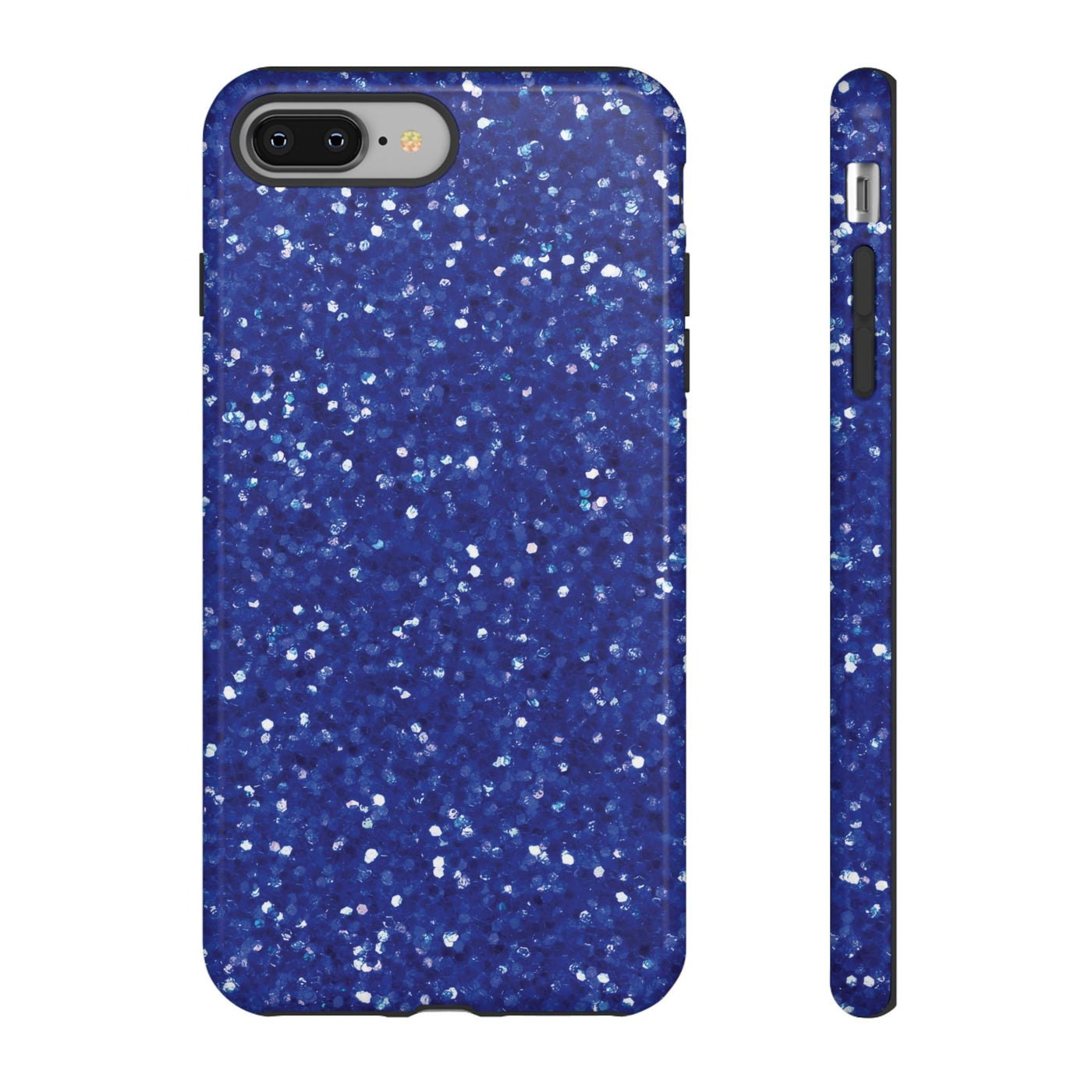 Chic Blue Faux Play on Glitter Effect Cute Phone Case, for IPhone 16 pro Max | Iphone 15, Iphone 14, IPhone 13 Case, 11 8 7, Samsung Galaxy S24, S23, S22, S21, 2 Layer Protection