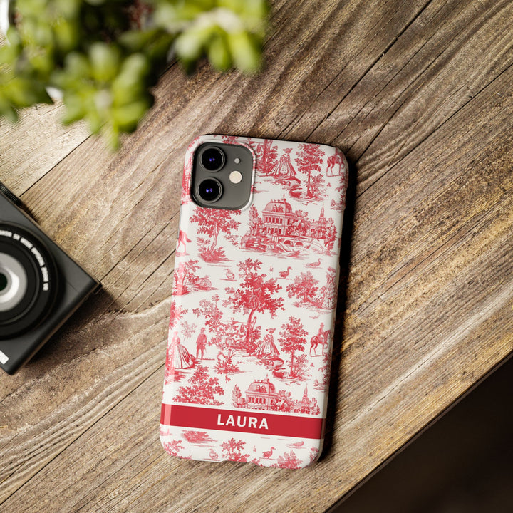 Slim French Toile Personalized Initial Custom Gift for Her Cute Phone Cases for Iphone 16 Pro Max | iPhone 15 Case | iPhone 15 Pro Max Case, Iphone 14, 13, 12, 11, 10, 8, 7 - Studio40ParkLane