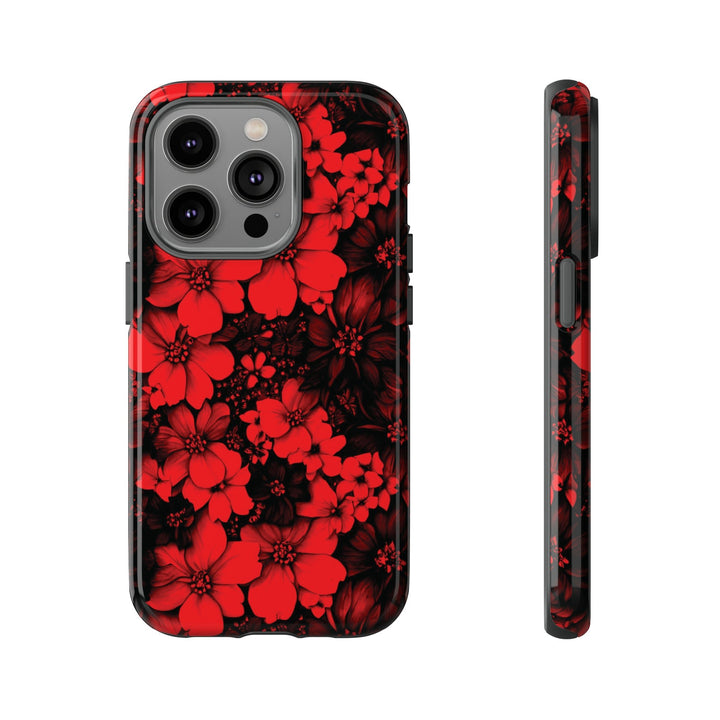 Cute IPhone Case | Red Black Flowers, iPhone 15 Case | iPhone 15 Pro Case, Iphone 14 Case, Iphone 14 Pro Max Case, Protective Iphone Case - Studio40ParkLane