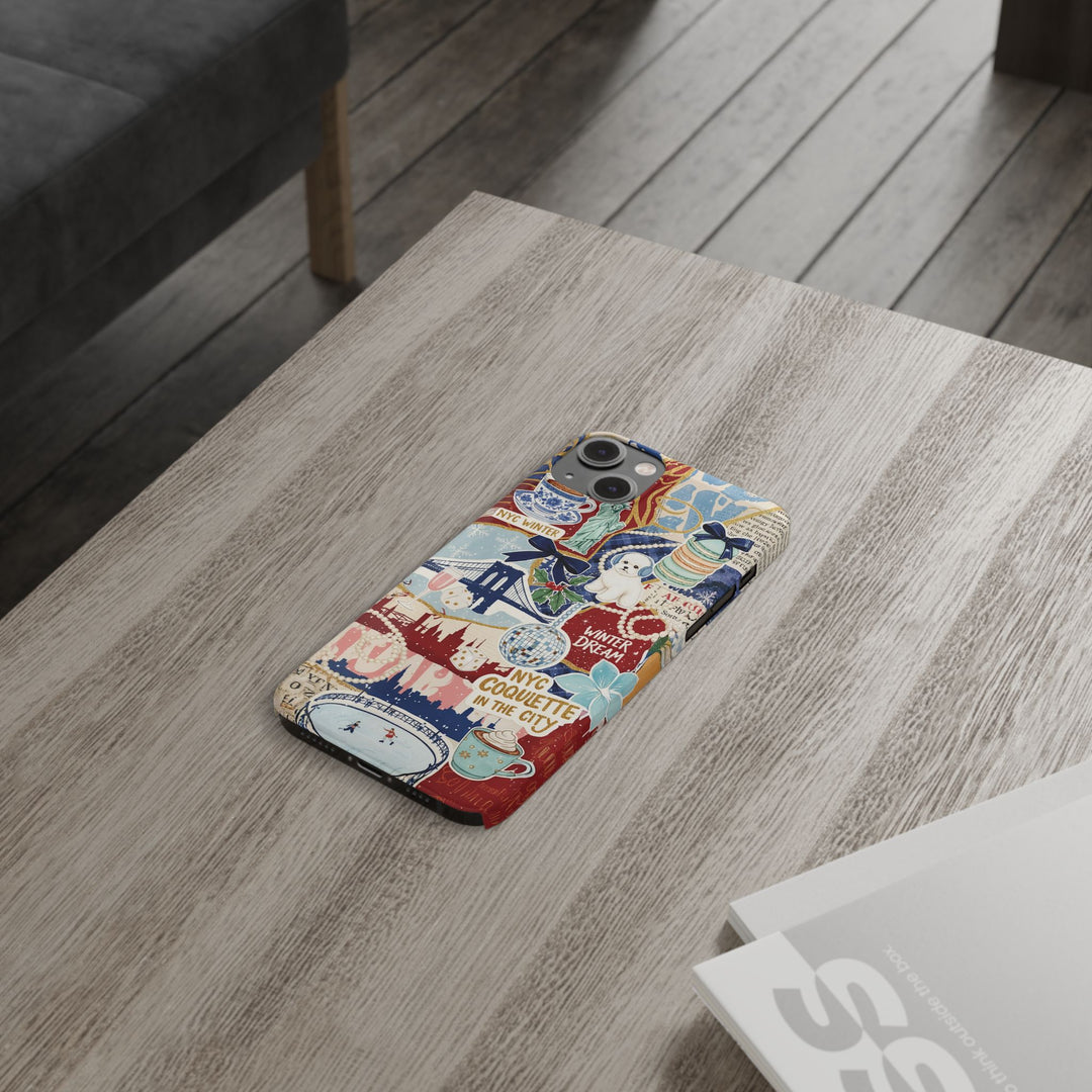 Slim New York Winter Coquette Collage Cute Phone Case for Iphone 16 - | iPhone 15 Pro Max Case | iPhone 14 Case Iphone 13 12 11 10 9 8 7 X - Studio40ParkLane