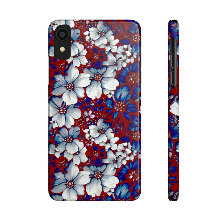 Slim Cute Phone Cases for Iphone - | iPhone 15 Case | iPhone 15 Pro Max Case, Iphone 14 Case, Iphone 14 Pro Max, Iphone 13, Red Blue Flowers - Studio40ParkLane
