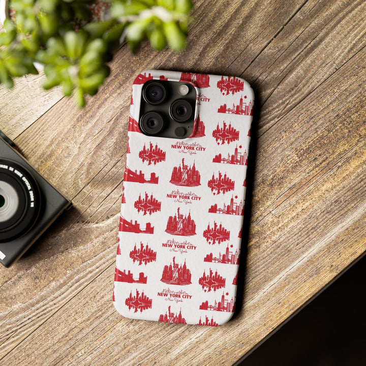 Slim New York Skyline Red Collage Coquette Gift for Her Cute Phone Cases for Iphone 16 Pro Max | iPhone 15 Case | iPhone 15 Pro Max Case, Iphone 14, Iphone 14 Pro Max, Iphone 13 12 11 8 7 - Studio40ParkLane