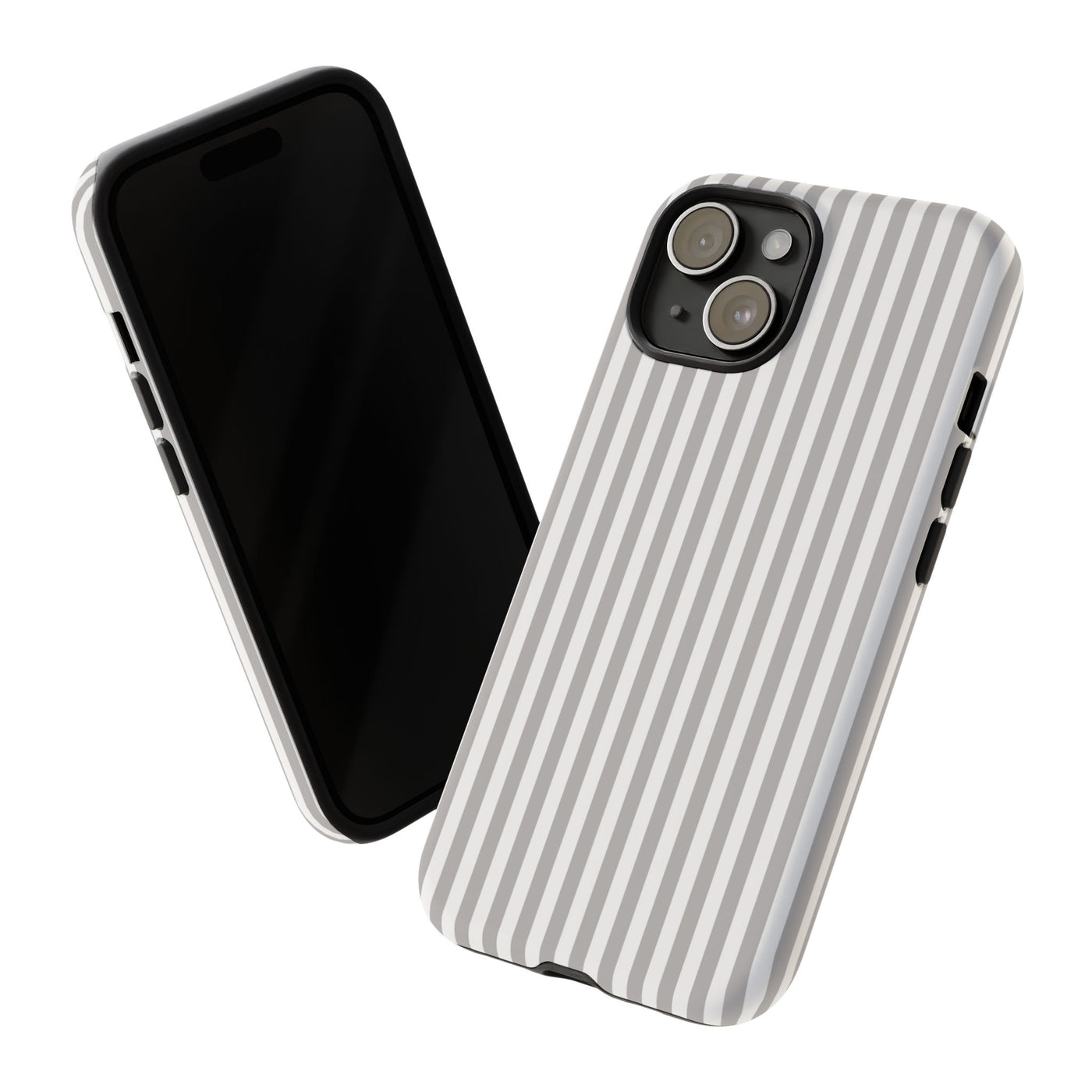 Tough Premium Ash Grey Stripes Phone Case Gift for Her - For Apple iPhone 16 Pro Max 16e iPhone 15 Pro iPhone Iphone 14 Plus 13 Pro 12 SE XR - Studio40ParkLane
