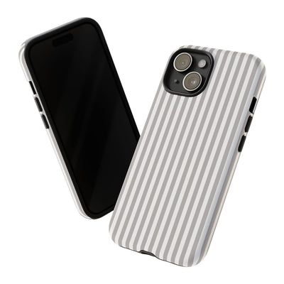 Tough Premium Ash Grey Stripes Phone Case Gift for Her - For Apple iPhone 16 Pro Max 16e iPhone 15 Pro iPhone Iphone 14 Plus 13 Pro 12 SE XR - Studio40ParkLane