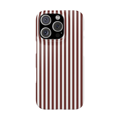 Slim Chocolate Brown Striped Cute Phone Case for Iphone 16 - | iPhone 15 Pro Max Case | iPhone 14 Case Iphone 13 12 11 10 9 8 7 Gift for Her - Studio40ParkLane