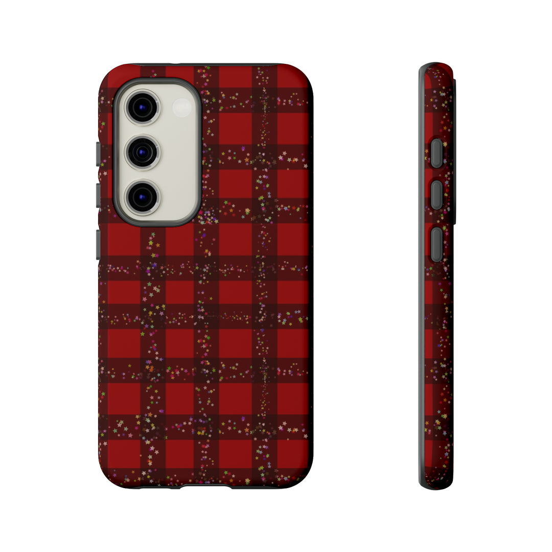 Samsung Phone Cases, Designer Samsung Galaxy S23 Phone Case, Samsung S22 Case, Samsung S21 Case, Samsung S20 Case, Red Festive Plaid - Studio40ParkLane