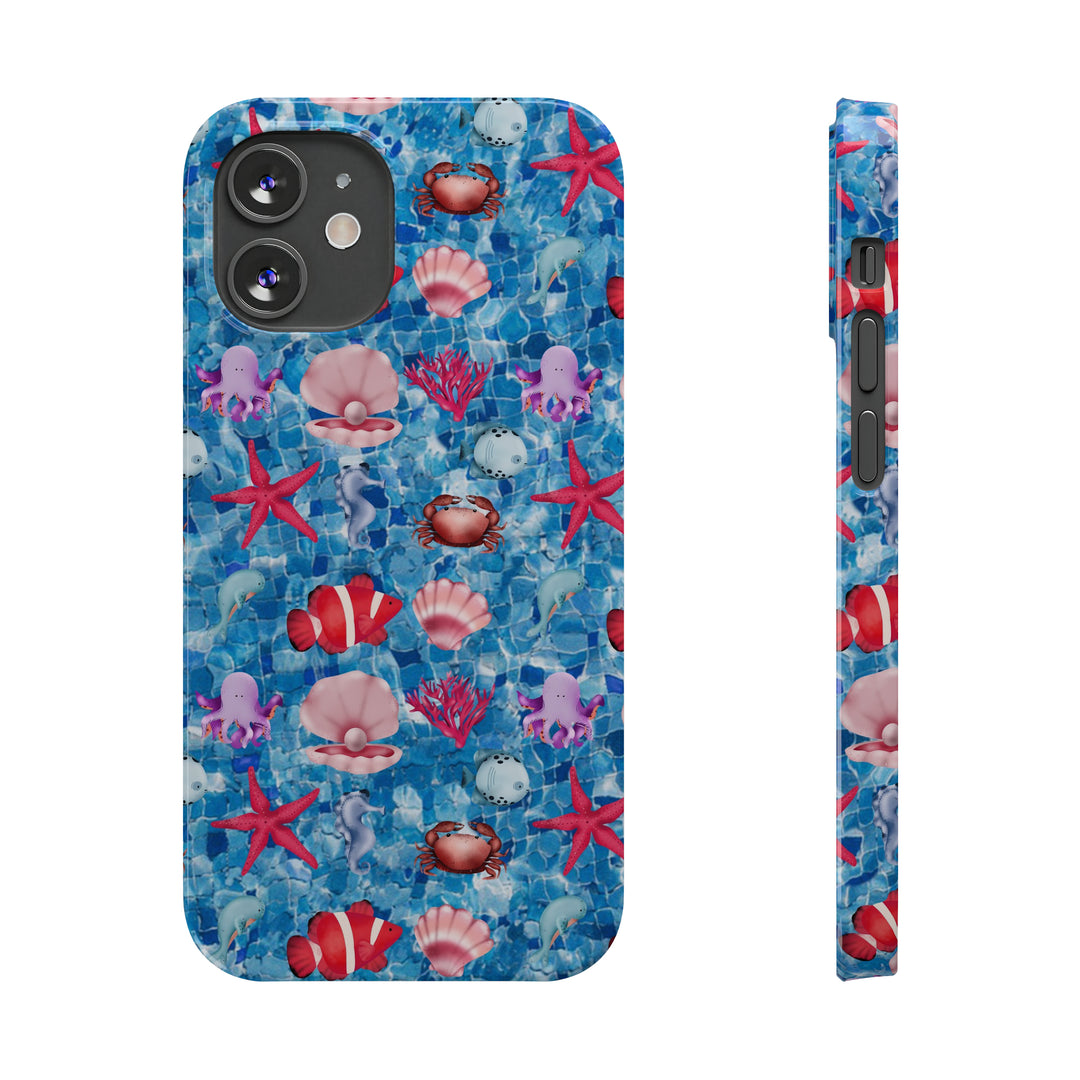 Slim Cute Phone Cases for Iphone - | iPhone 15 Case | iPhone 15 Pro Max Case, Iphone 14 Case, Iphone 14 Pro Max, Iphone 13, Blue Red Under Sea - Studio40ParkLane