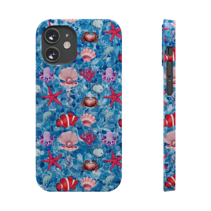 Slim Cute Phone Cases for Iphone - | iPhone 15 Case | iPhone 15 Pro Max Case, Iphone 14 Case, Iphone 14 Pro Max, Iphone 13, Blue Red Under Sea - Studio40ParkLane