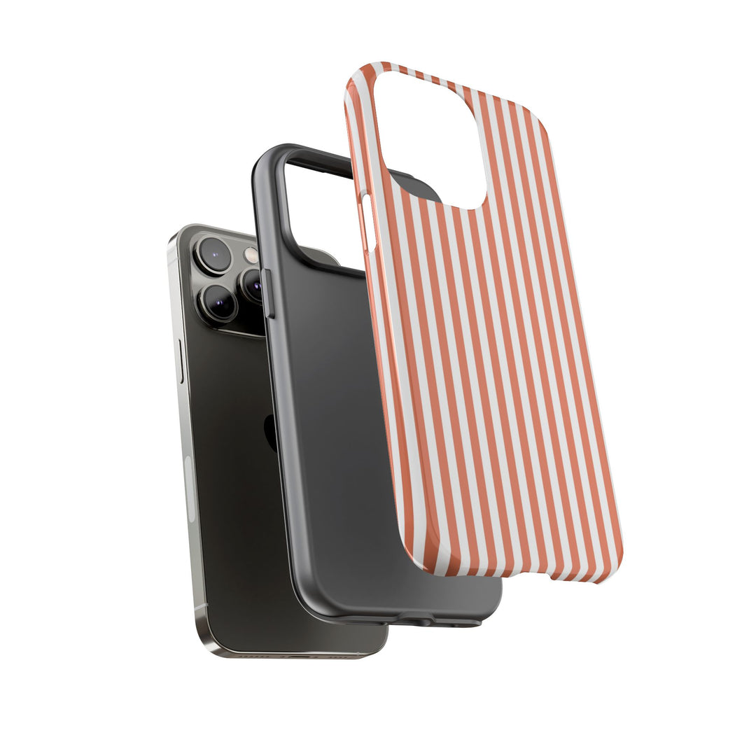 Tough Premium Peach Stripes Phone Case Gift for Her - For Apple iPhone 16 Pro Max 16e iPhone 15 Pro iPhone Iphone 14 Plus 13 Pro 12 SE XR - Studio40ParkLane