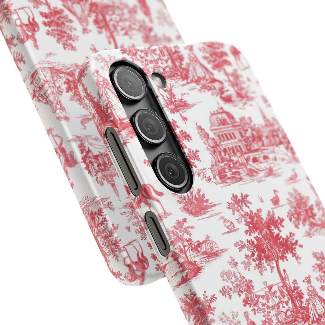 Snap French Toile Personalized Initial Custom Gift for Her Cute Phone Cases for Samsung S24, S23, S22, S21, S20, Plus and Ultra and Iphone, 16, 15, 14, 13, 12, 11. 10 - Studio40ParkLane