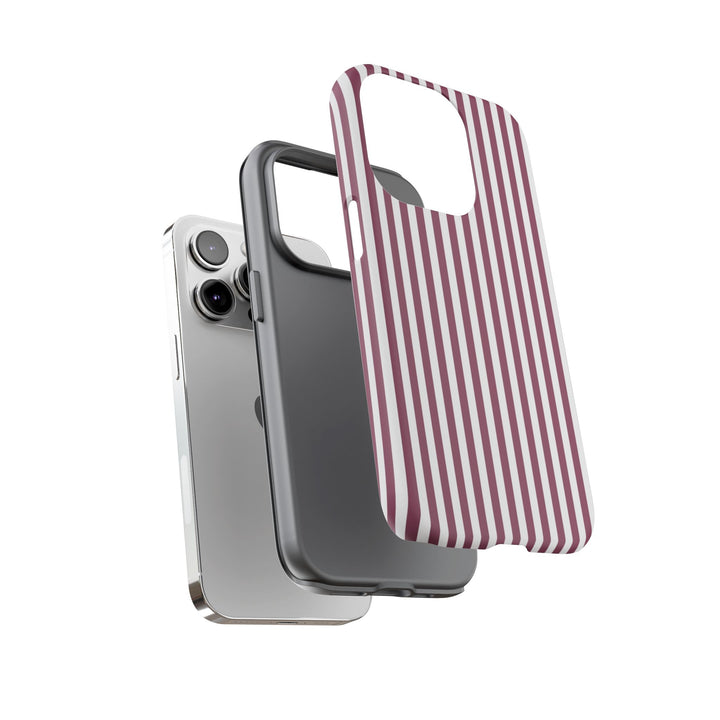 Tough Premium Old Claret Stripes Phone Case Gift for Her - For Apple iPhone 16 Pro Max 16e iPhone 15 Pro iPhone Iphone 14 Plus 13 Pro 12 SE XR - Studio40ParkLane