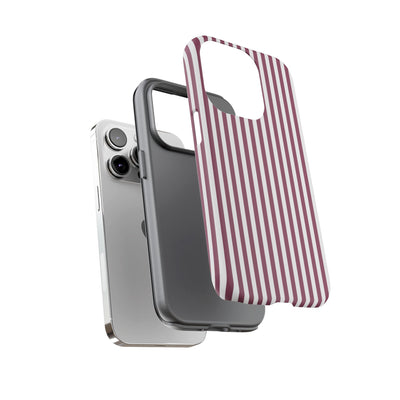 Tough Premium Old Claret Stripes Phone Case Gift for Her - For Apple iPhone 16 Pro Max 16e iPhone 15 Pro iPhone Iphone 14 Plus 13 Pro 12 SE XR - Studio40ParkLane