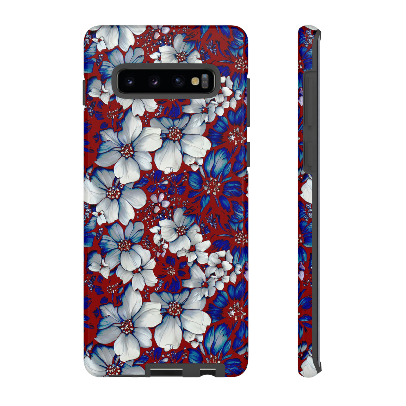 Cute Samsung Phone Case | Aesthetic Samsung Phone Case | Galaxy S23, S22, S21, S20 | Red Blue Flowers, Protective Phone Case