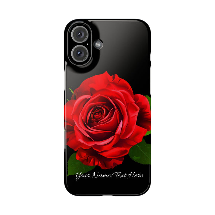 Slim Custom Personalized Red Rose Flowers Gift for Her Cute Phone Cases for Iphone 16 Pro Max | iPhone 15 Case | iPhone 15 Pro Max Case, Iphone 14, Iphone 14 Pro Max, Iphone 13 12 11 8 7 - Studio40ParkLane