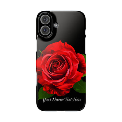 Slim Custom Personalized Red Rose Flowers Gift for Her Cute Phone Cases for Iphone 16 Pro Max | iPhone 15 Case | iPhone 15 Pro Max Case, Iphone 14, Iphone 14 Pro Max, Iphone 13 12 11 8 7