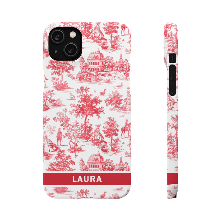 Snap French Toile Personalized Initial Custom Gift for Her Cute Phone Cases for Samsung S24, S23, S22, S21, S20, Plus and Ultra and Iphone, 16, 15, 14, 13, 12, 11. 10 - Studio40ParkLane