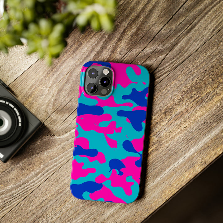 Slim Cute Phone Cases for Iphone - | iPhone 15 Case | iPhone 15 Pro Max Case, Iphone 14 Case, Iphone 14 Pro Max, Iphone 13, Blue Pink Camouflage - Studio40ParkLane