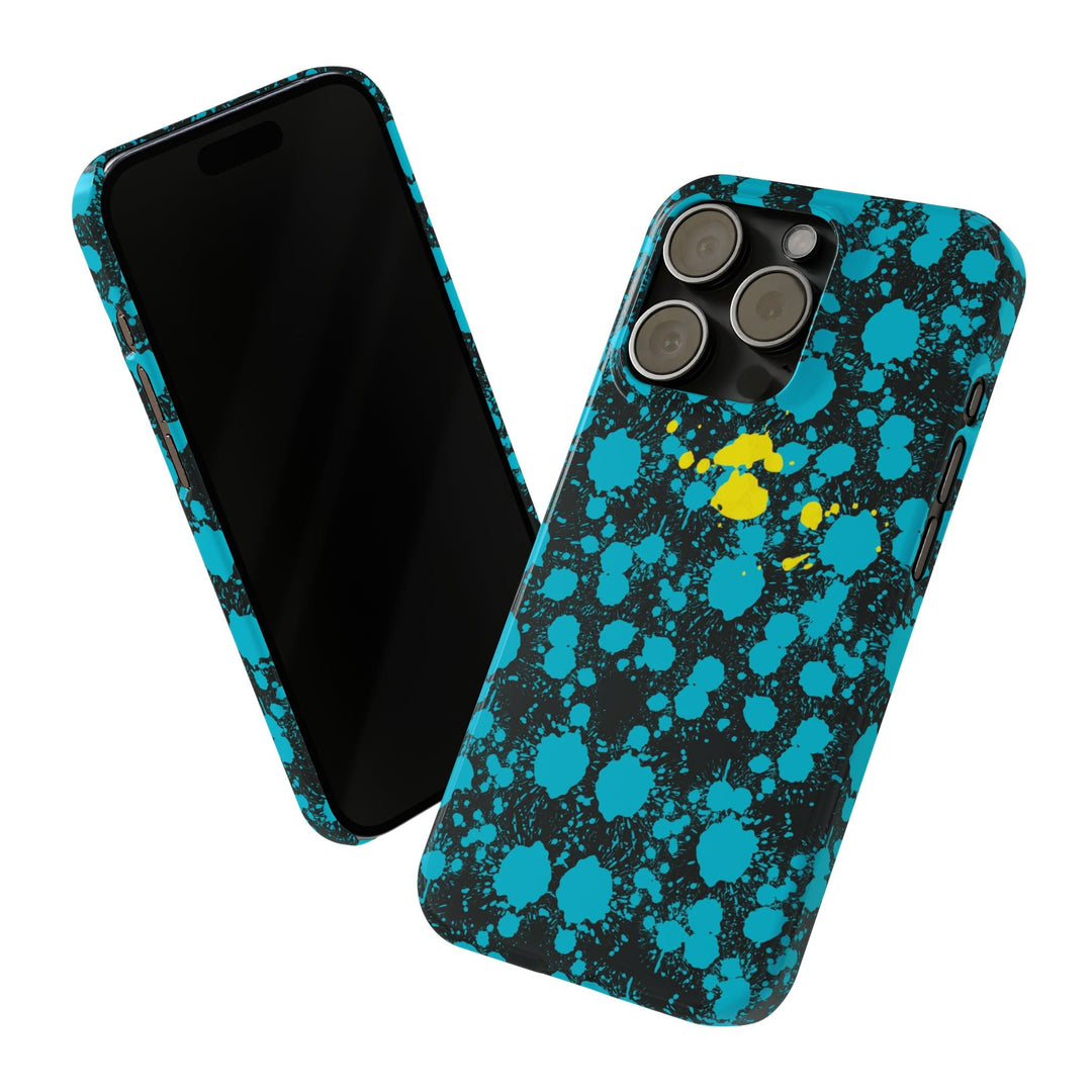 Slim Cute Phone Cases for Iphone - | iPhone 15 Case | iPhone 15 Pro Max Case, Iphone 14 Case, Iphone 14 Pro Max, Iphone 13, Paint Splash Blue Yellow - Studio40ParkLane