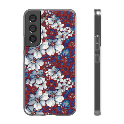 Cute Flexi Samsung Phone Cases, Red Blue Flowers Galaxy S23 Phone Case, Samsung S22 Case, Samsung S21 Case, S20 Plus