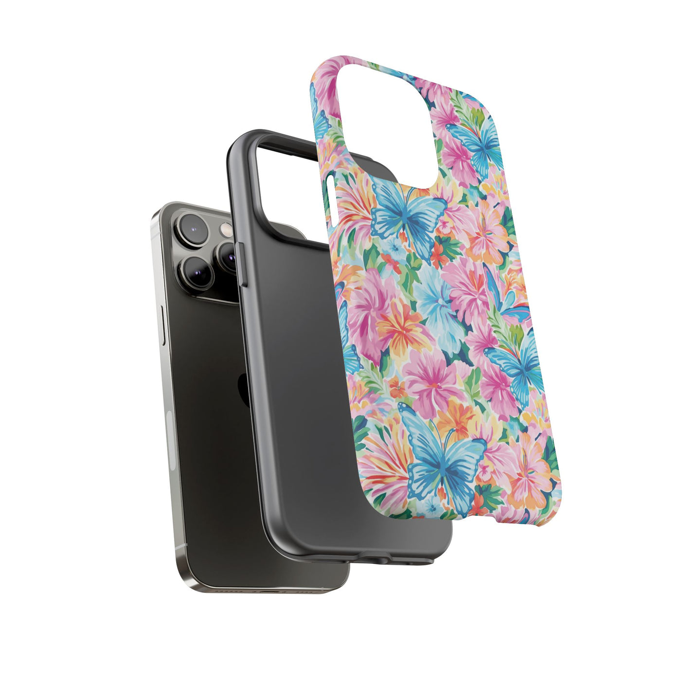 Premium Tough Butterflies Flowers Cute Phone Cases for Samsung S24, S23, S22, S21, S20, Plus and Ultra, Iphone 16 Pro Max,15, 14, 13, 12, 11, 10