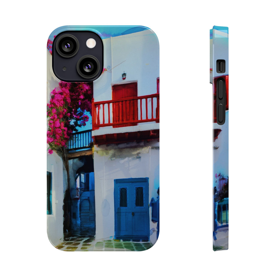 Slim Cute Phone Cases for Iphone | iPhone 15 Case | iPhone 15 Pro Max Case, Iphone 14, Iphone 14 Pro Max, Iphone 13, Colorful Greek Alley Watercolor - Studio40ParkLane