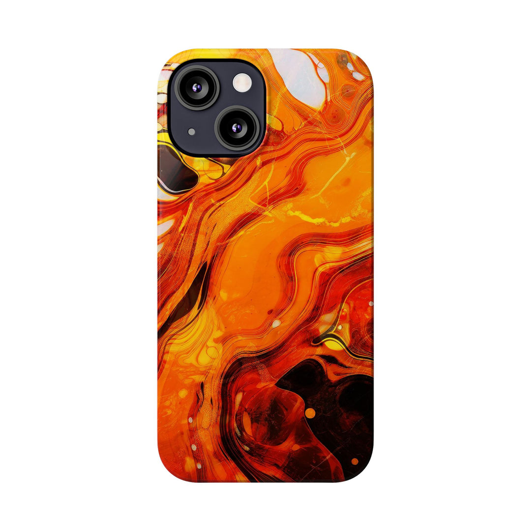 Slim Cute Phone Cases for Iphone - | iPhone 15 Case | iPhone 15 Pro Max Case, Iphone 14 Case, Iphone 14 Pro Max, Iphone 13, Marble Orange Yellow - Studio40ParkLane