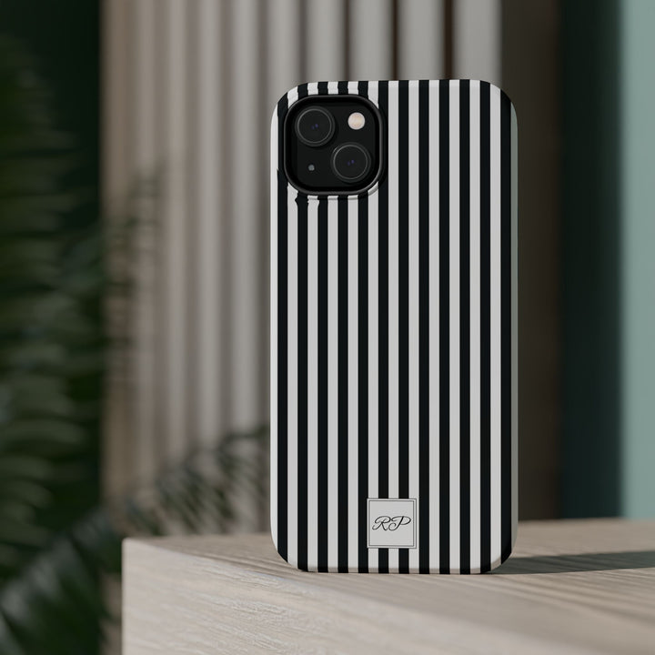 Custom Personalized Black White Striped Magsafe Phone Case for Iphone 17 - | iPhone 16 Pro Max Case | iPhone 15 Case Iphone 14 13 12 11 10 - Studio40ParkLane