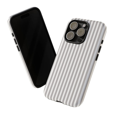 Tough Premium Ash Grey Stripes Phone Case Gift for Her - For Apple iPhone 16 Pro Max 16e iPhone 15 Pro iPhone Iphone 14 Plus 13 Pro 12 SE XR - Studio40ParkLane